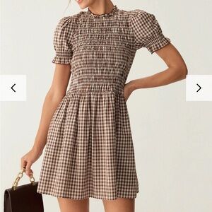 RIHOAS Brown Gingham Mini Dress